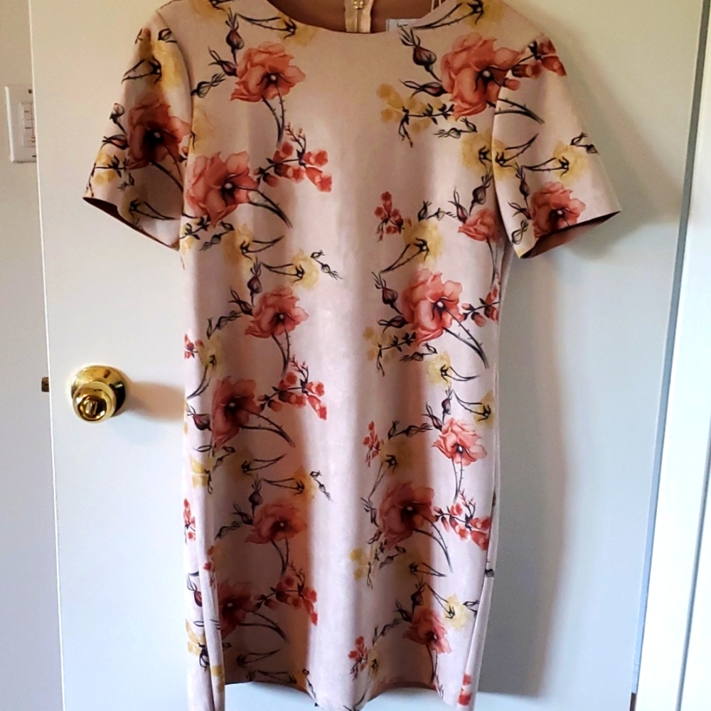 New fall dress .beige with floral design